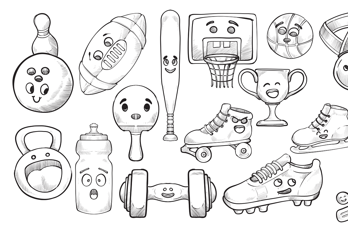 sport handdrawn collection, an Object Graphic by nikagraphic