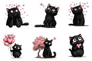 Quirky Valentine Black Cat Clipart, an Illustration by Dream Creation (Thumbnail 6 of 7)