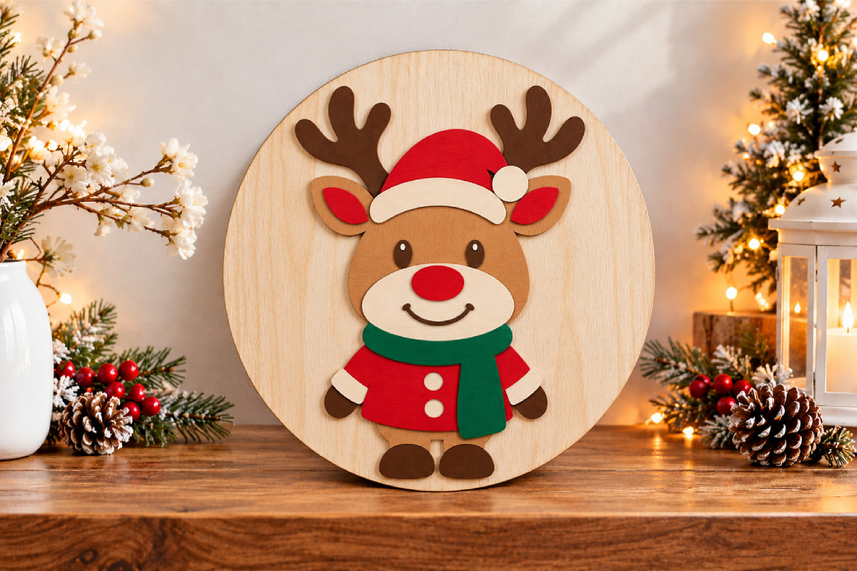 Christmas Reindeer Santa Laser Cut, a Seasonal Illustration by Canvas Craft (Photo 4 of 4)