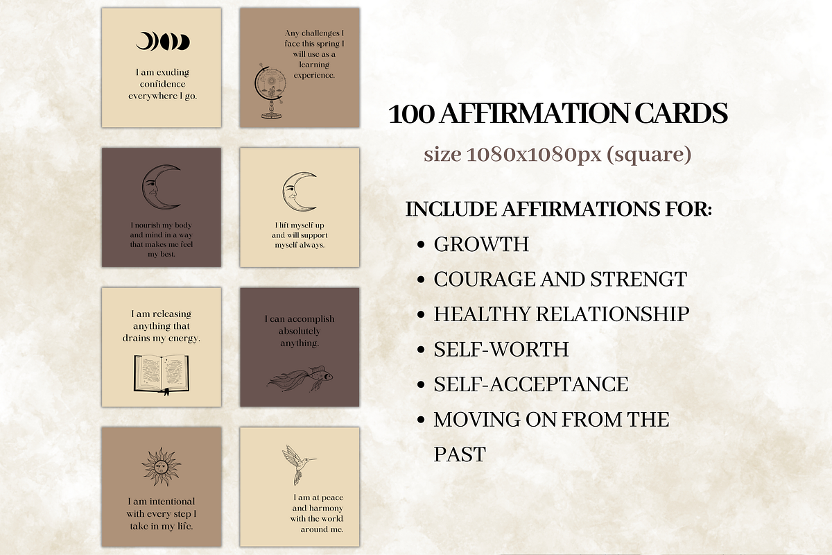 Witchy Affirmation Card Deck Set, a Design Template by Digital By Nikoleta (Photo 8 of 9)