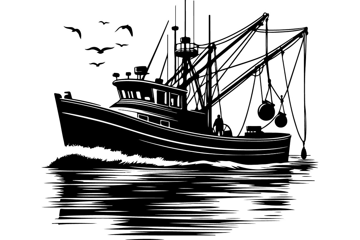 Black Fishing Boat Bundle, an Object Graphic by jahid234 (Photo 7 of 13)