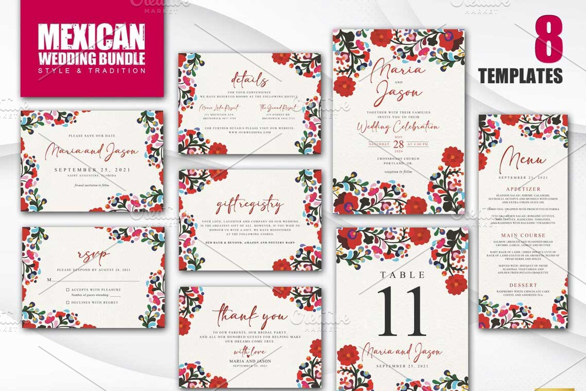 Mexican Wedding Bundle | CANVA, a Stationery Template by Creative Market (Photo 1 of 8)