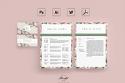 Roses Floral Resume / Card Template, a Resume Template by MH Design Template (Thumbnail 1 of 4)