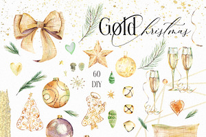 Gold Christmas Watercolor Trend