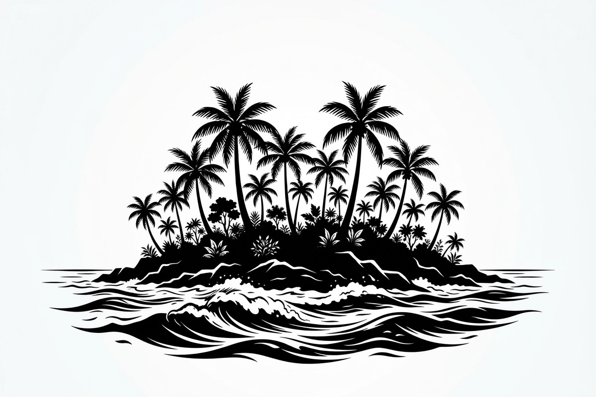 50 Tropical Palm Island Silhouette, an Empty State Illustration by Amazin_art (Photo 41 of 41)