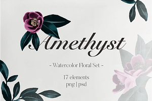 Amethyst Watercolor Floral Set