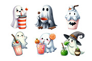Cute Ghost Drinking Drink Clipart, an Illustration by Daily.Designs (Thumbnail 4 of 5)