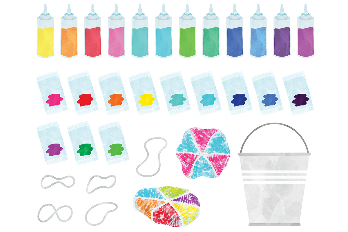 Tie Dye Clipart Set, an Object Illustration by SugarPickle Clip Art (Photo 2 of 4)