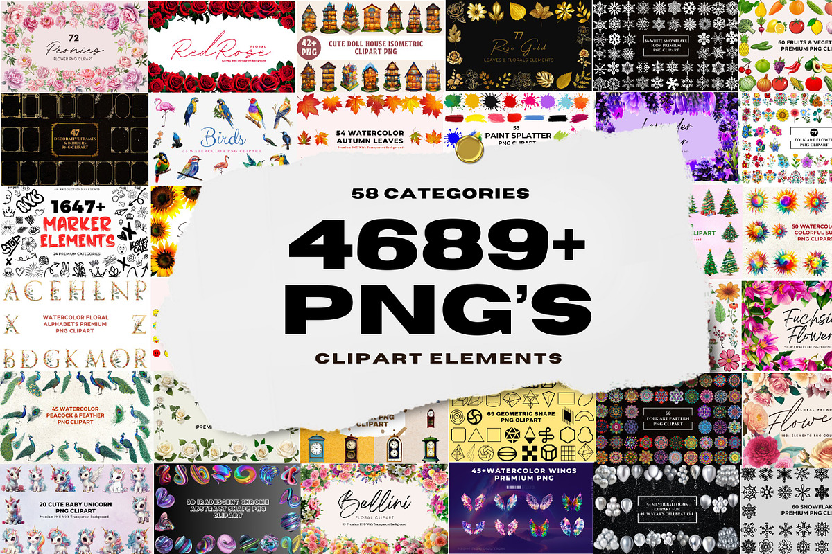 4689+ PNG's Clipart Elements Bundle, an Object Graphic by AN Productions (Photo 1 of 29)