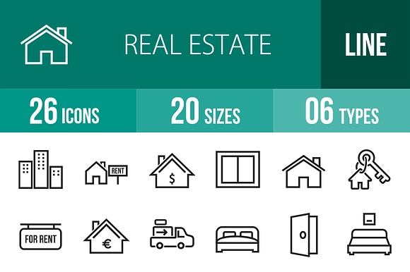 26 Real Estate Line Icons preview 4