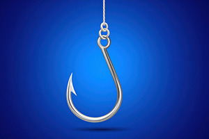 Suspended Silver Fishing Hook on Blue Background, a Sports & Recreation Photo by Davizro's Market