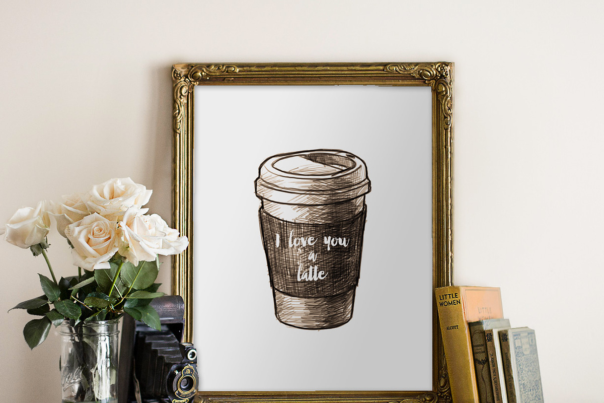 love you a latte - printable art, a Stationery Template by Claire + Pierre Design