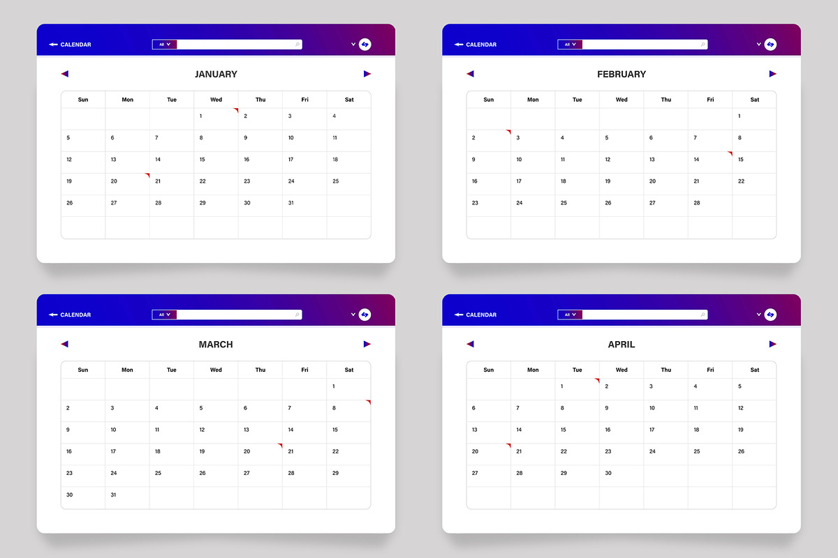 Web Ui Calendar 2025, an UI Kit Template by ContestDesign (Photo 2 of 4)