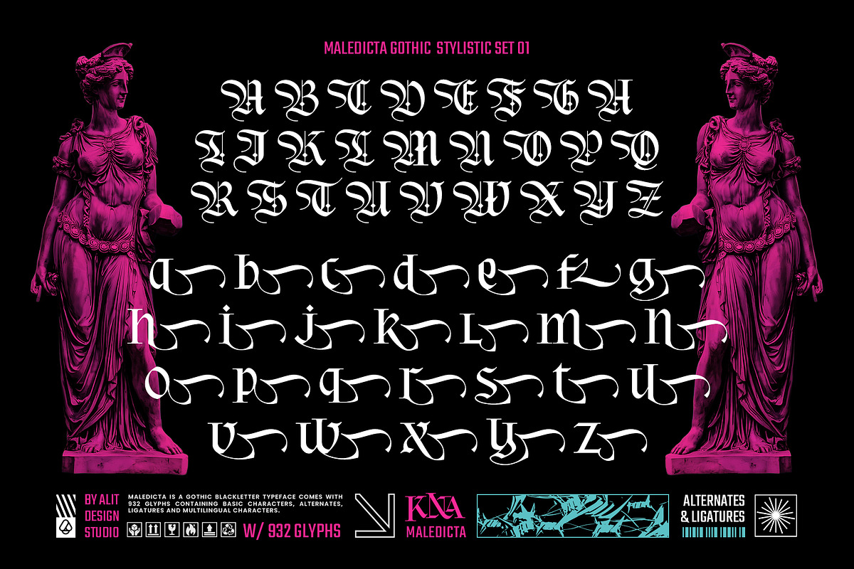 Maledicta Typeface, a Blackletter Font by alit design (Photo 8 of 16)