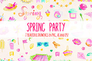 Spring Party Watercolor Bundle, a Seasonal Illustration by Violet LeBeaux (Thumbnail 1 of 3)