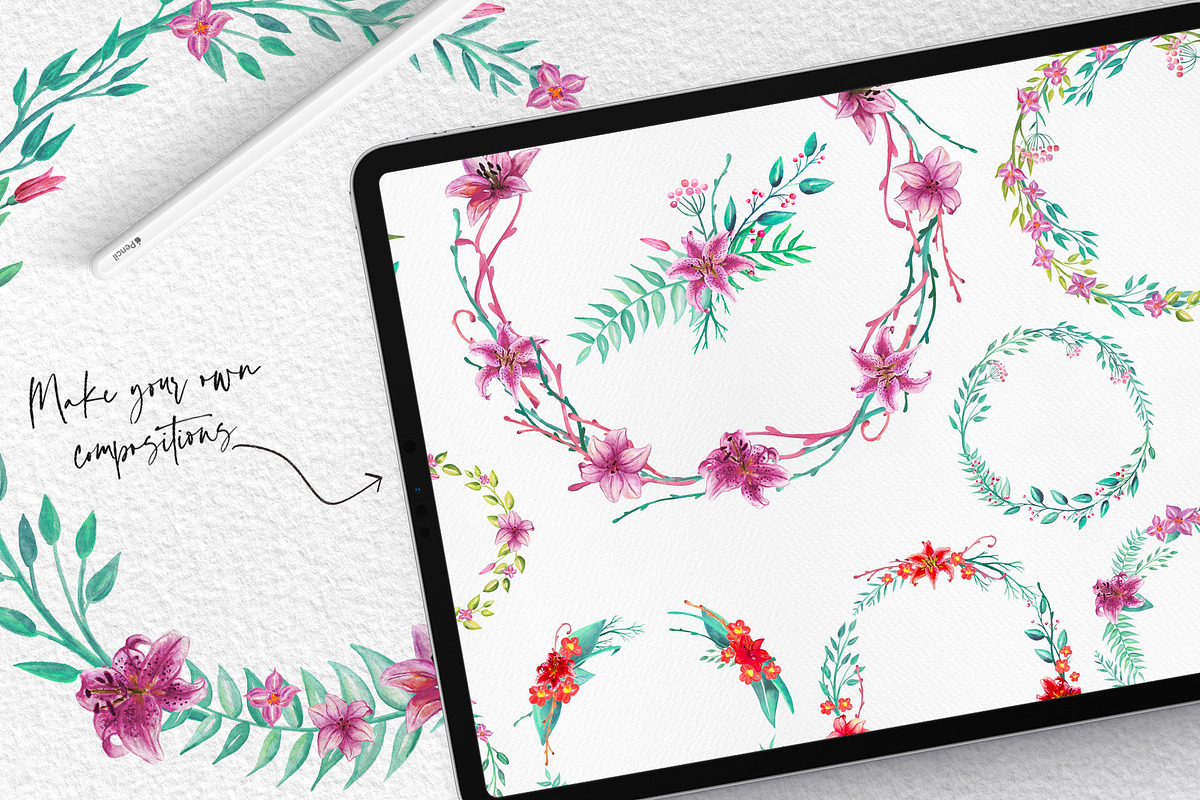 Procreate Watercolor Flowers Stamps, a Brush Add-On by RadekBroz (Photo 3 of 8)
