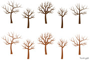 Bare tree silhouettes clipart set, an Illustration by Pravokrugulnik (Thumbnail 2 of 4)