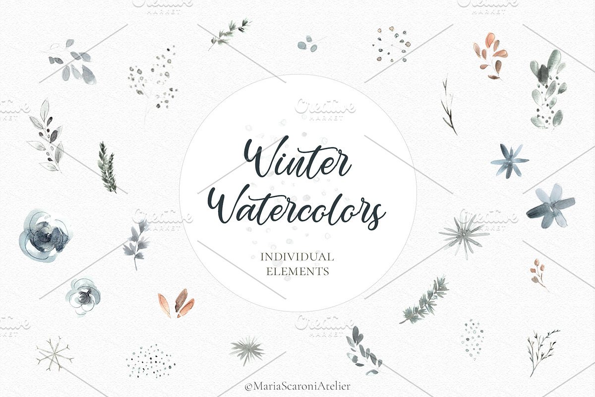 Watercolor Christmas Clipart, a Decorative Illustration by MariaScaroniAtelier (Photo 3 of 10)