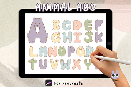 Brush Stamp Cute Animal Alphabet