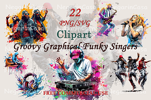 Graphical Funky Singers Clipart