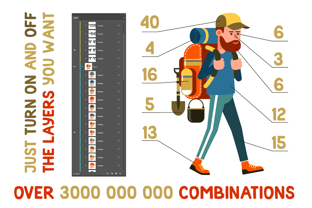 Hiker Generator, a Person Illustration by Agor2012 shop (Photo 3 of 6)
