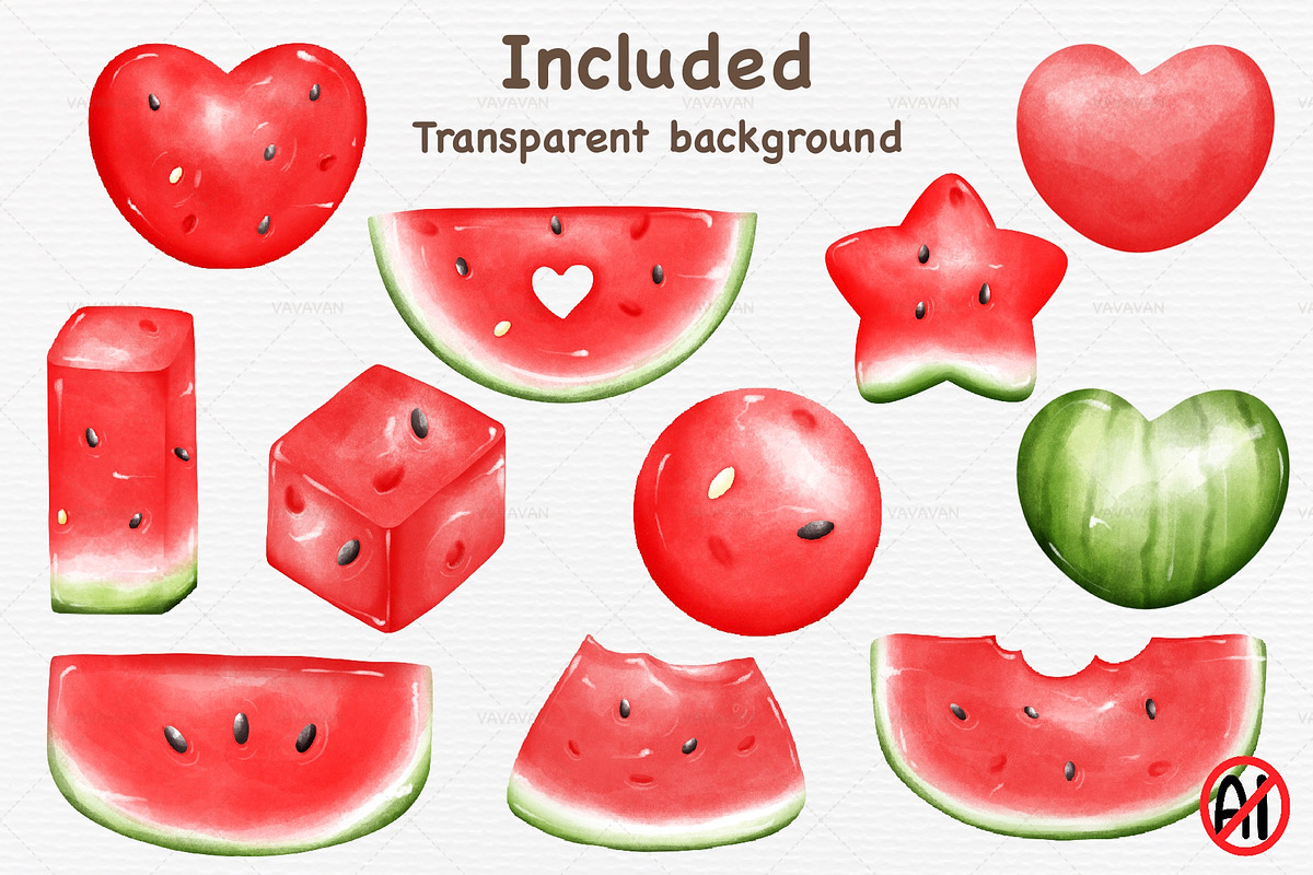Watercolor Summer fruit watermelon, a Food Illustration by Vavavan Artwork (Photo 5 of 6)