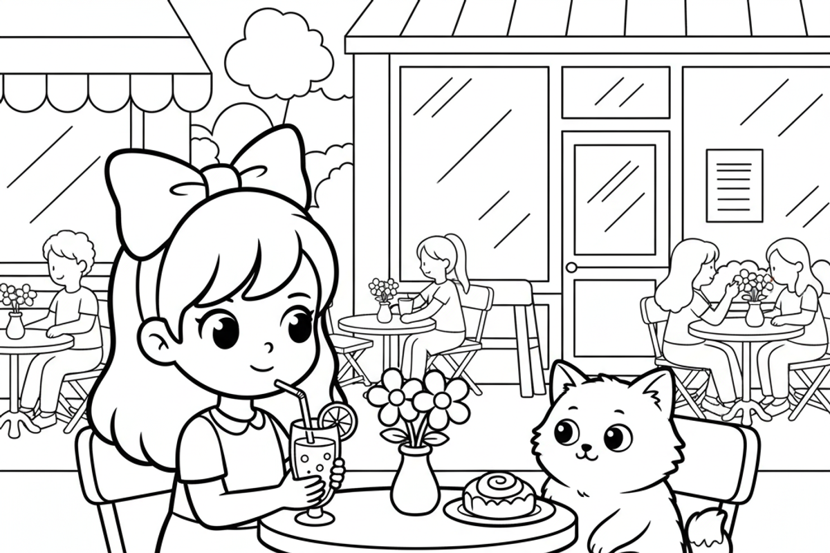 Cat Bestie Coloring Book Pages, an Illustration by one-touch (Photo 14 of 15)