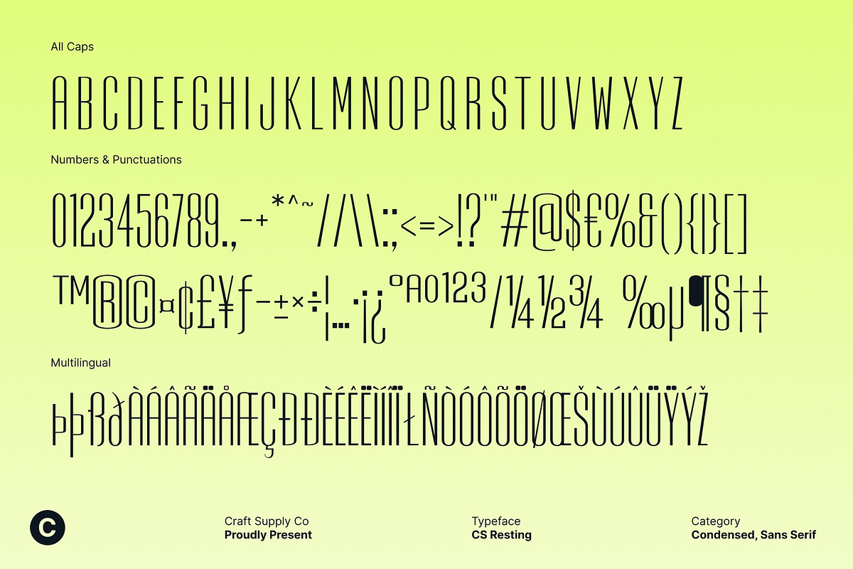 CS Resting – Modern Condensed Font, a Sans Serif Font by Craft Supply Co. (Photo 8 of 8)