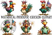 Whimsical Patriotic Chicken Clipart, an Illustration by OK Design (Thumbnail 2 of 6)