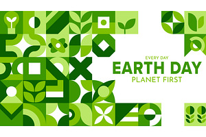 Earth day abstract geometric poster, a Seasonal Illustration by Vector Tradition