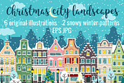 Christmas city street landscapes, a Decorative Illustration by Primula`s shop (Thumbnail 1 of 7)