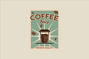 coffee shop vector poster vintage, a Poster Template by zyxroun shop