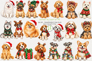 Christmas Dog Clipart Set PNG