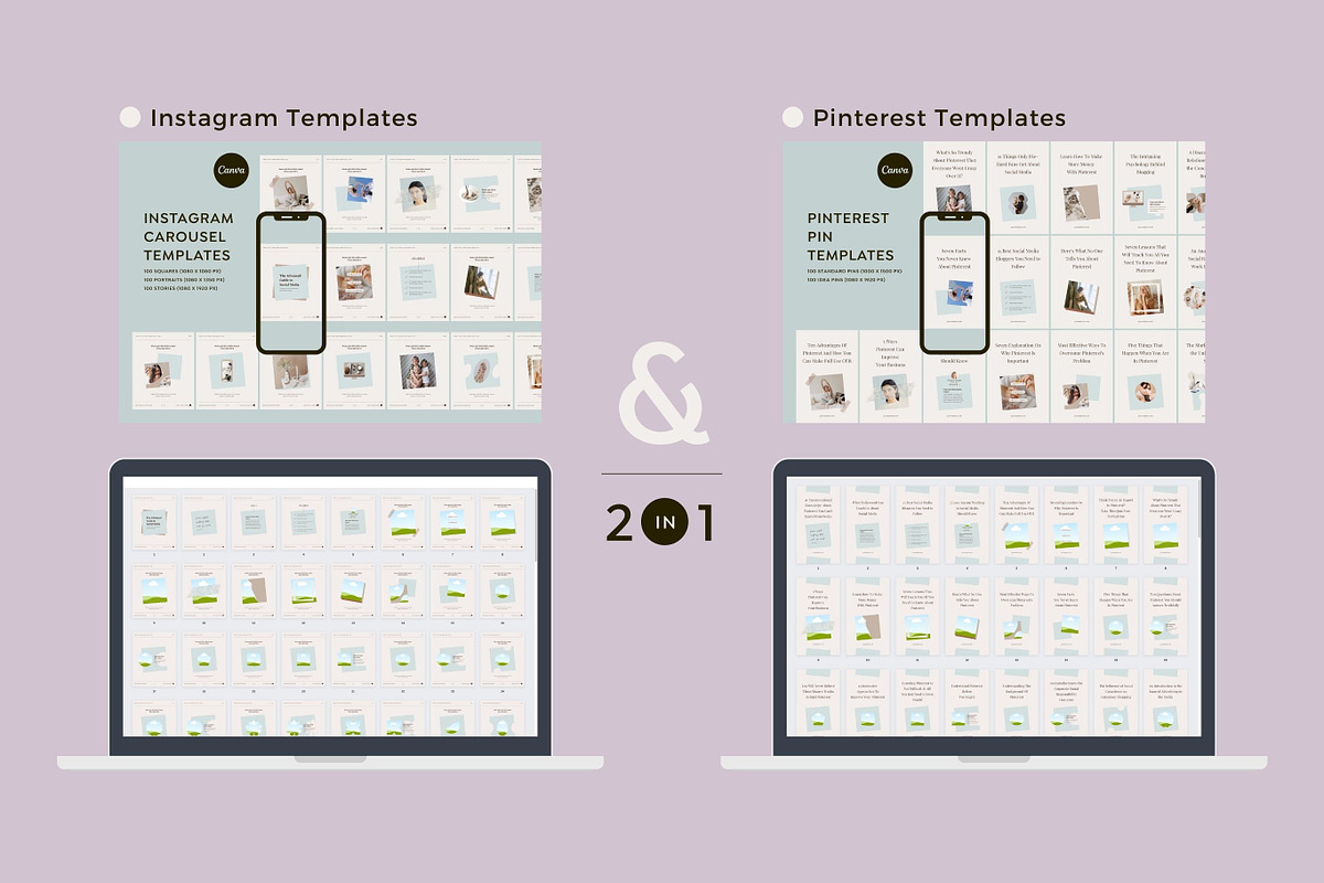 500 Instagram Pinterest Template Pack | Creative Market
