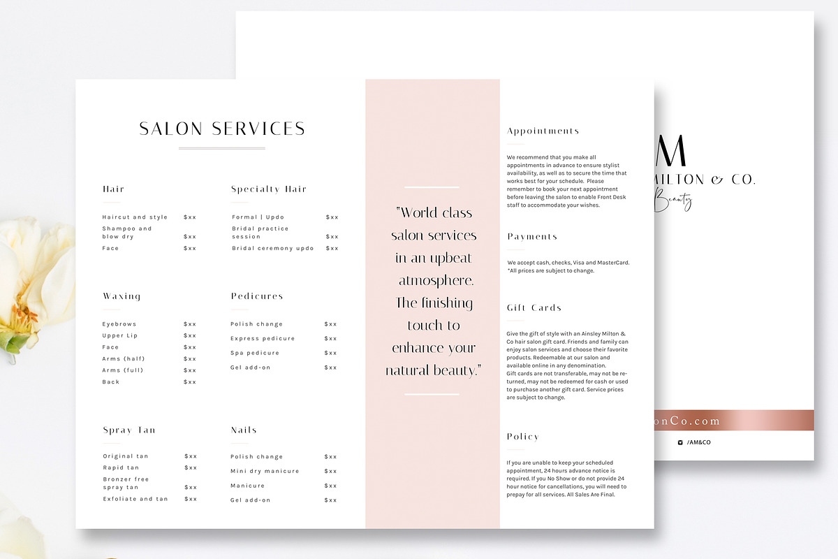 Salon Bi-Fold Brochure Template, a Brochure Template by Marham Labeling Co (Photo 2 of 3)