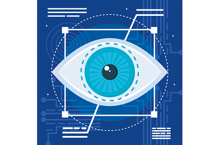 tech eye with circuit, a Technology Illustration by studiogstock