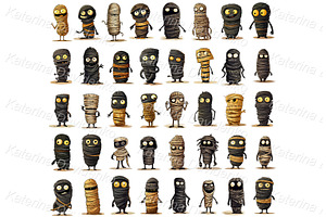 Mummy Clipart Set Monster PNG