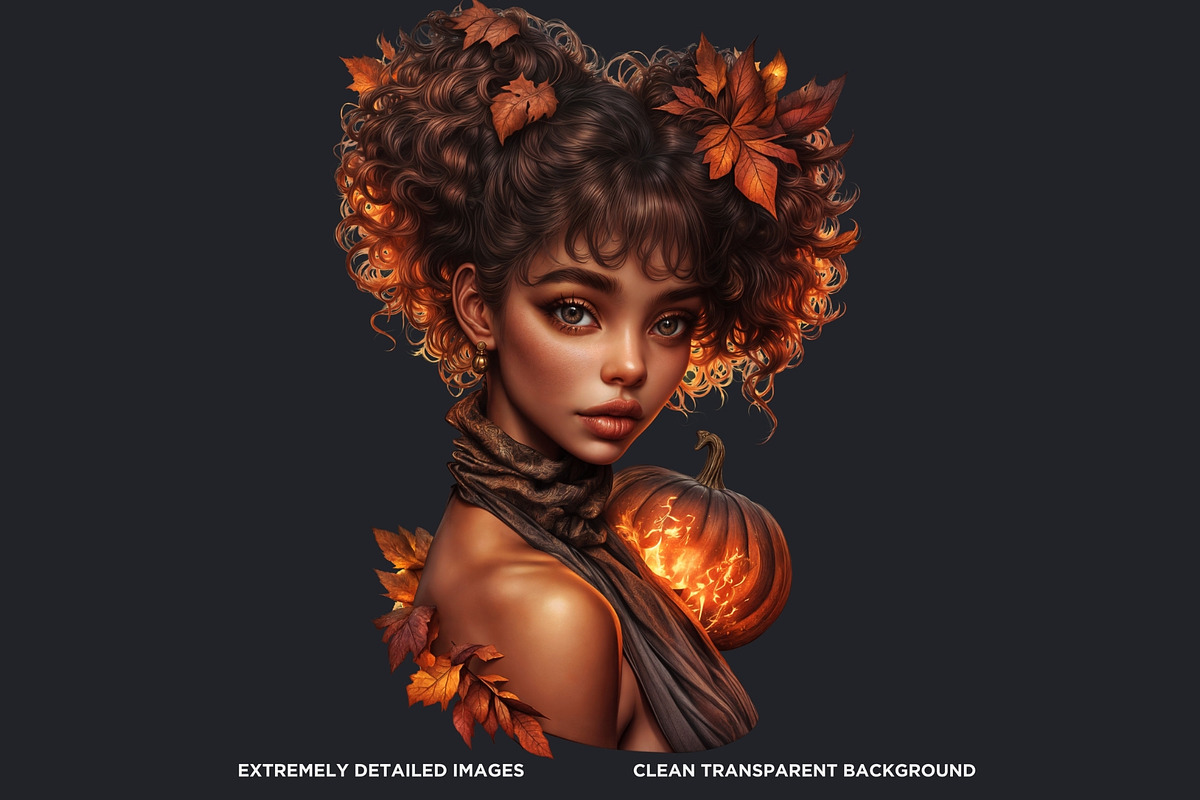 Pumpkin Queen Halloween clipart set, an Illustration by ThatsDesignArt (Photo 3 of 10)