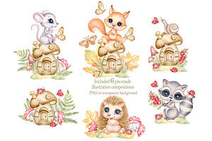 Cute Woodland Baby Animals Clipart 3