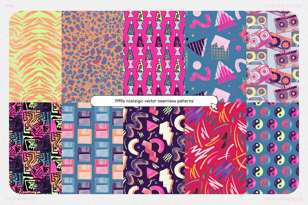 1990s Nostalgic Vector Patterns, a Pattern Graphic by angelainthefields (Photo 3 of 9)