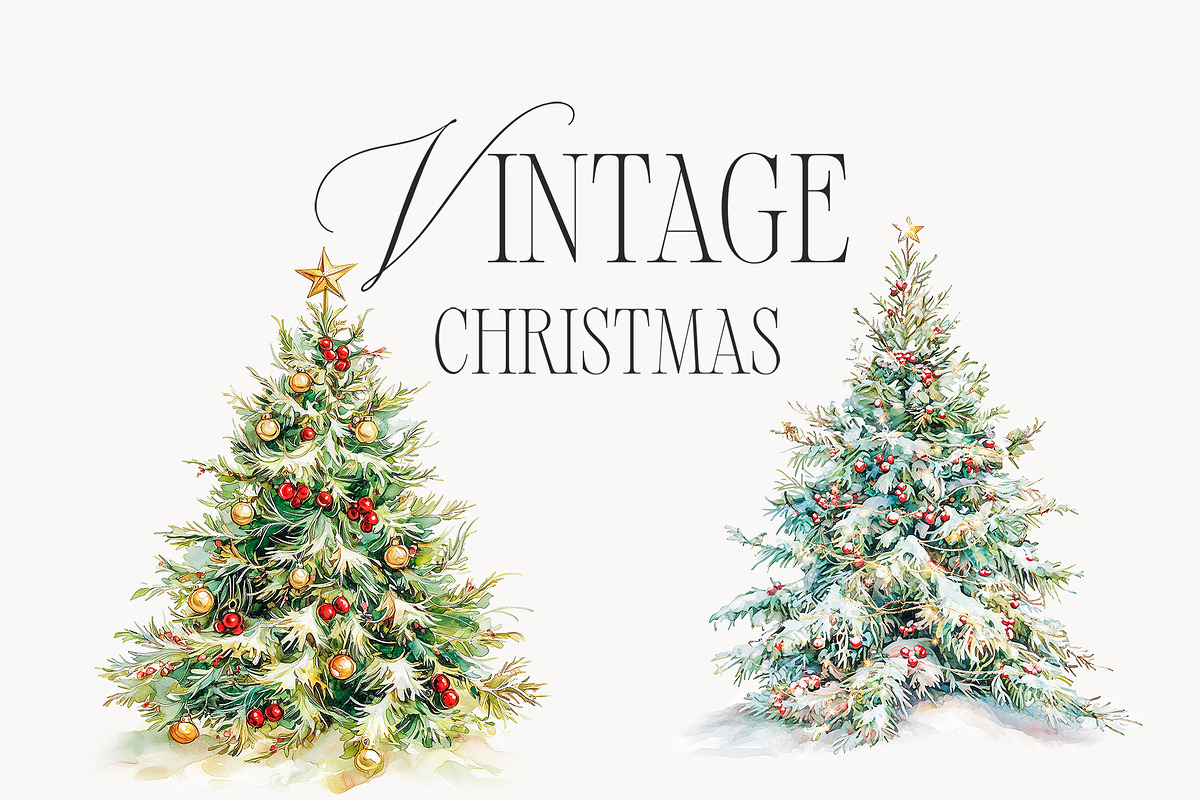 Vintage Christmas Clipart Collection, a Seasonal Illustration by studioequinox (Photo 6 of 8)