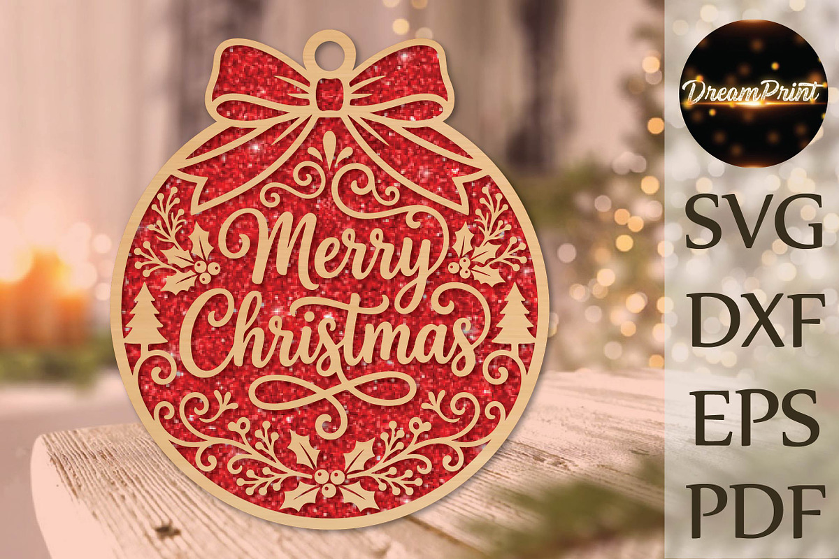 Merry Christmas Laser Cut SVG, an Object Graphic by DreamPrint404 (Photo 1 of 4)