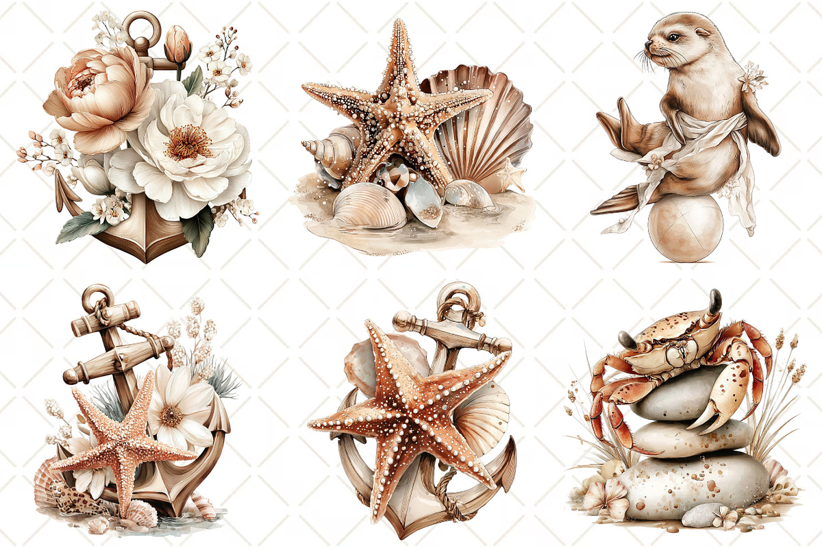 Watercolor Sea Set Clipart, an Illustration by Black Bird Studio (Photo 4 of 5)