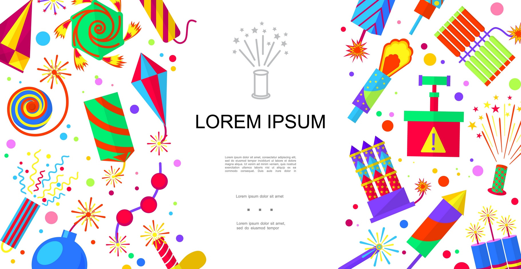 Flat pyrotechnic elements template, a Decorative Illustration by ...