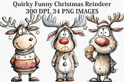 Quirky Funny Christmas Reindeer, an Illustration by Canvas Craft (Thumbnail 1 of 7)