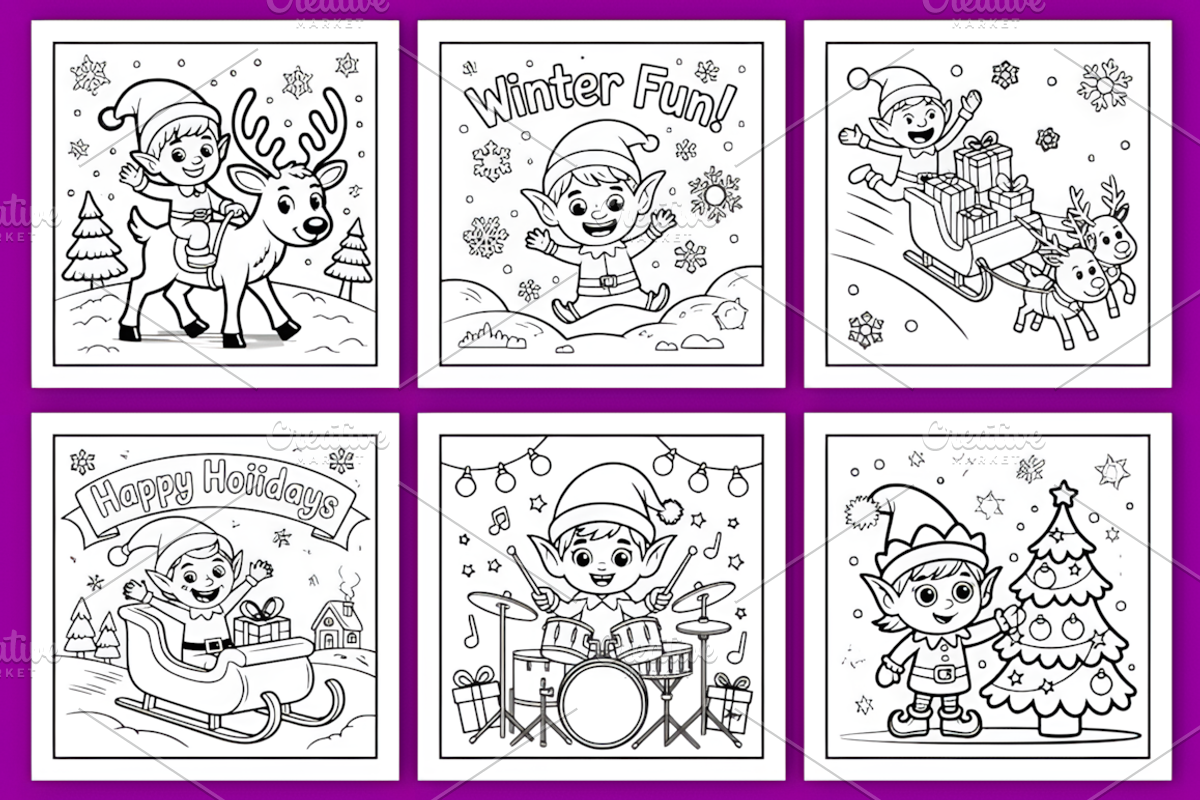 Bold & Easy Elf Christmas Coloring, a Seasonal Illustration by Design Station (Photo 3 of 4)