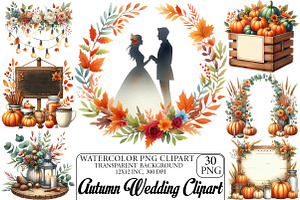 Watercolor Autumn Wedding Clipart, an Illustration by DreamPrint404
