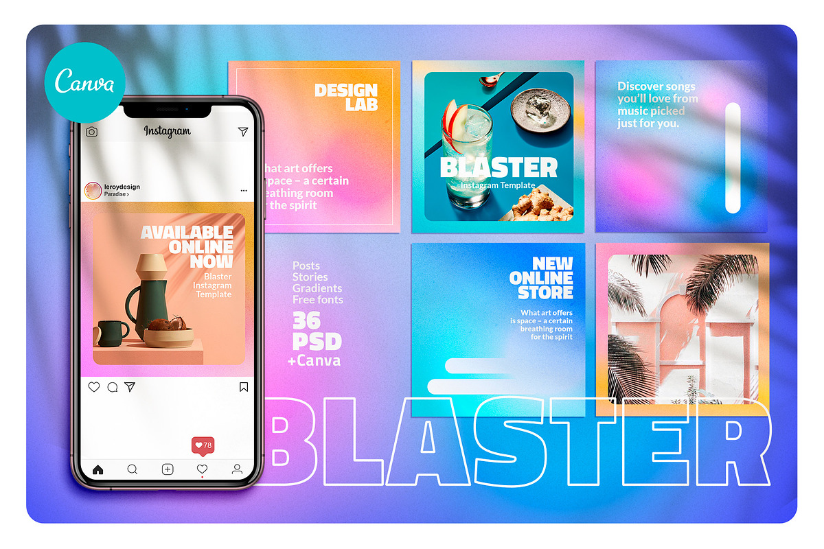 BLASTER - Canva Instagram Template, a Social Media Template by LEROY Design (Photo 1 of 4)
