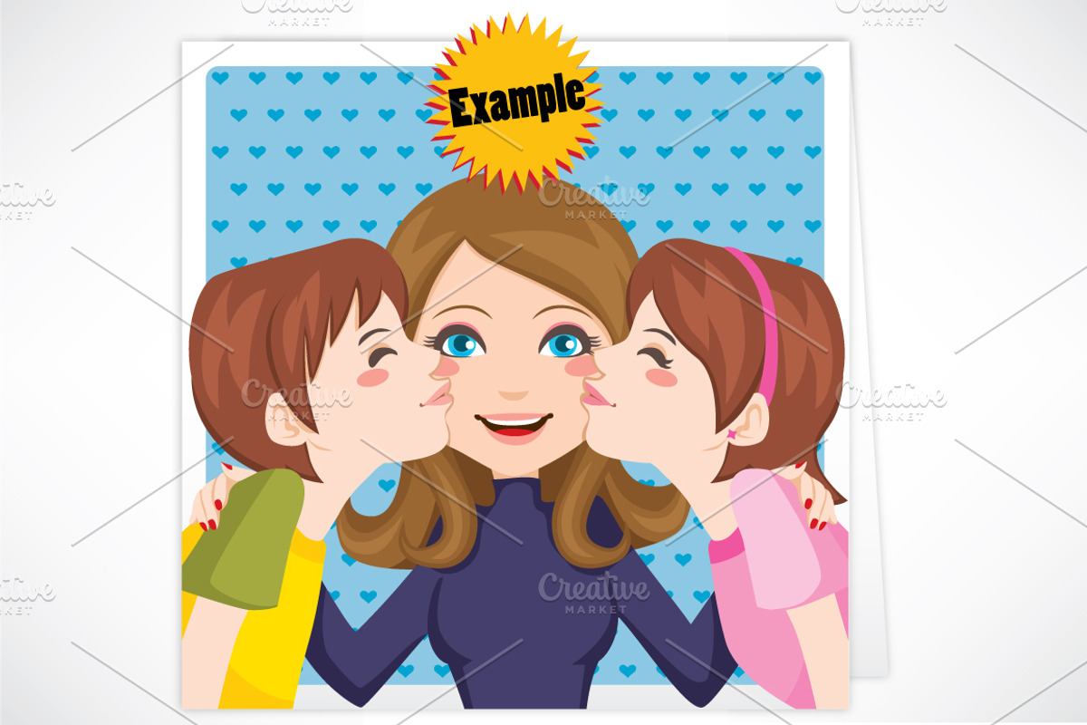 Mother's Day Kissing Kids, a Person Illustration by Kakigori Studio (Photo 2 of 2)