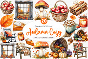 Watercolor Autumn Cozy Clipart, an Illustration by SinaCreation (Thumbnail 1 of 5)